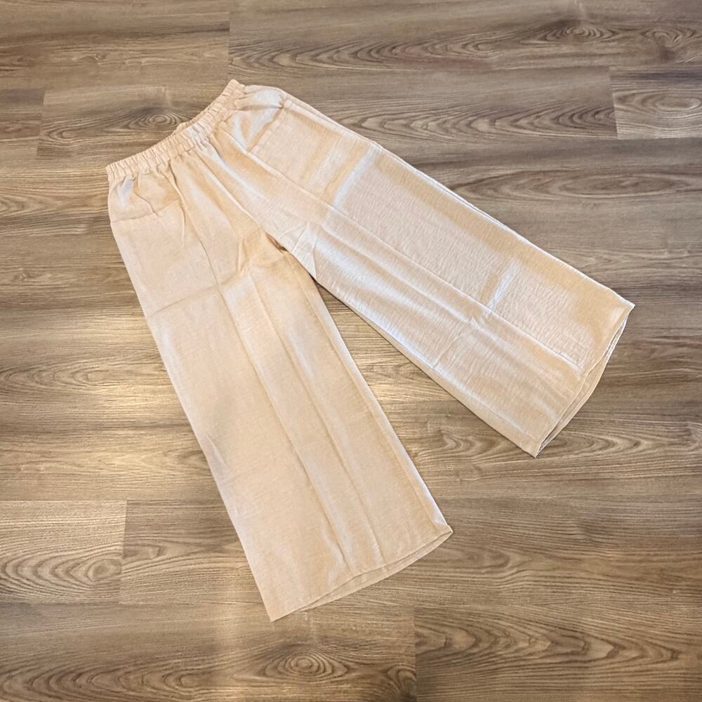 Neutral Wide-Leg Pull-On Pants — Medium